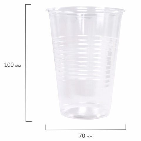 Одноразовые стаканы 200 мл, КОМПЛЕКТ 100 шт., пластиковые, "БЮДЖЕТ", прозрачные, ПП, холодное/горяче