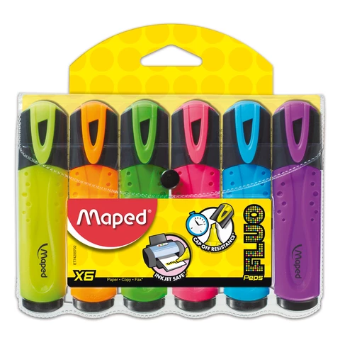 Набор текстовыделителей MAPED (Франция) 6 шт., АССОРТИ, "Fluo Pep's Classic", линия 1-5 мм