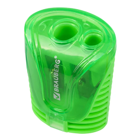 Точилка BRAUBERG "Cell Dual", 2 отверстия для чернографитных карандашей, корпус ассорти