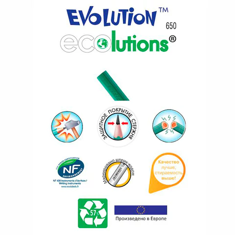Карандаш чернографитный BIC, 1 шт., "Evolution", HB, корпус зеленый