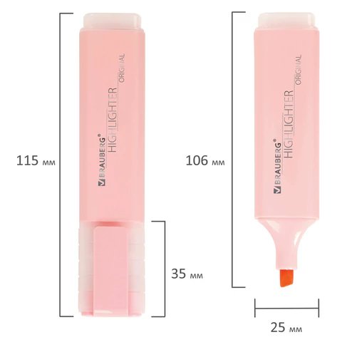 Текстовыделитель BRAUBERG "ORIGINAL PASTEL", ПАСТЕЛЬНЫЙ РОЗОВЫЙ, линия 1-5 мм