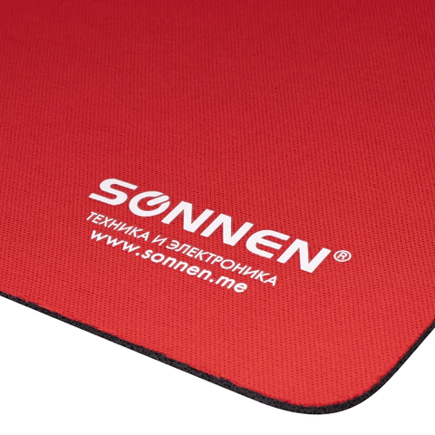 Коврик для мыши SONNEN "RED", резина + ткань, 220х180х3 мм