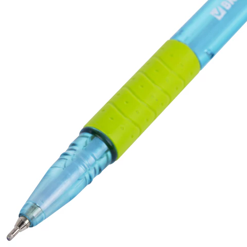 Ручка шариковая масляная с грипом BRAUBERG GLASSY PASTEL MIX, СИНЯЯ, корпус ассорти, линия 0,35 мм