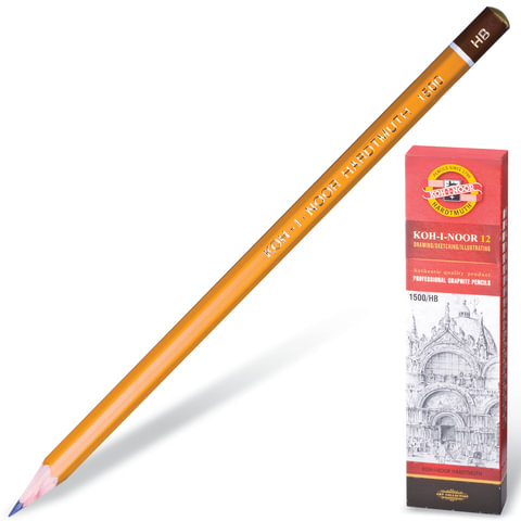 Карандаш чернографитный KOH-I-NOOR 1500/HB, б/ласт, Чехия