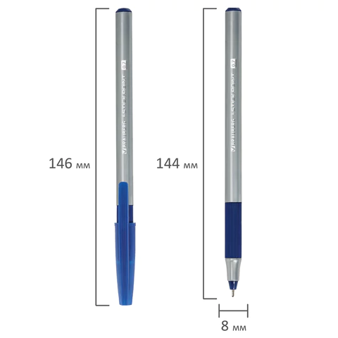 Ручка шариковая с грипом BRAUBERG "i-STICK POINT", СИНЯЯ, корпус серый, игольчатый узел 0,7 мм
