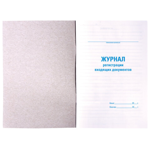 Журнал учёта входящих документов, 48 л., А4, 198х278 мм, картон, офсет, BRAUBERG