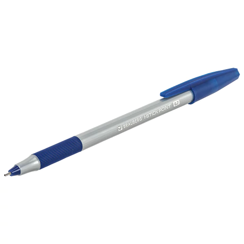 Ручка шариковая с грипом BRAUBERG "i-STICK POINT", СИНЯЯ, корпус серый, игольчатый узел 0,7 мм