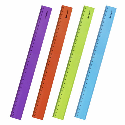 Линейка пластиковая 30 см BRAUBERG "FRUITY", тонированная, ассорти