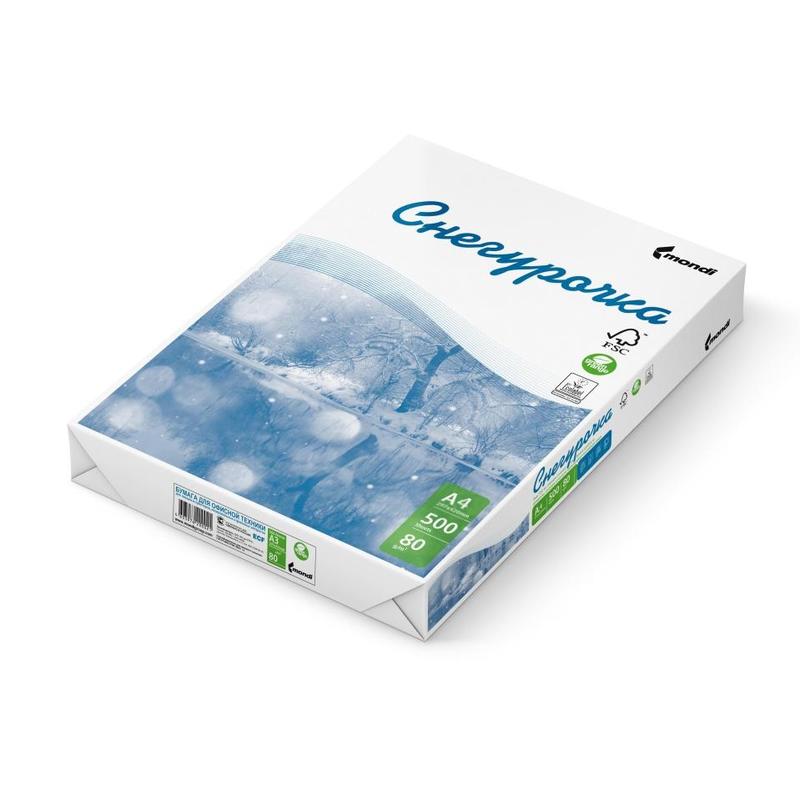 Бумага офисная А4, СНЕГУРОЧКА, 80 г/м2, 500 л. (1уп=5пачек)