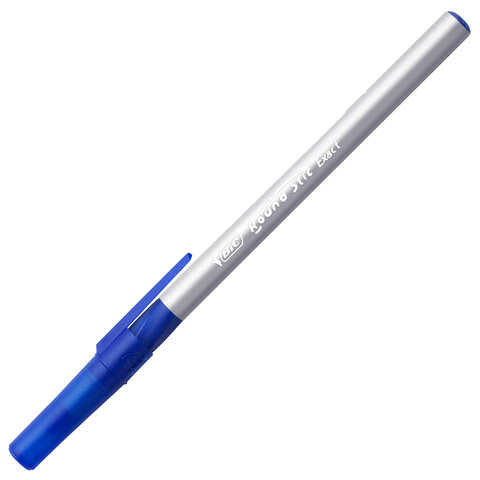 Ручка шариковая с грипом BIC "Round Stic Exact", СИНЯЯ, корпус серый, узел 0,7 мм, линия письма 0,3
