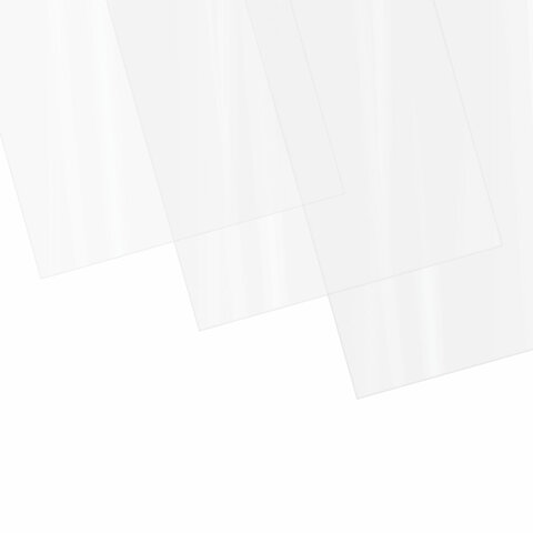 Обложки пластиковые для переплета, А4, КОМПЛЕКТ 100 шт., 200 мкм, прозрачные, BRAUBERG