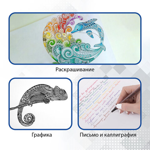 Набор капиллярных ручек (линеров) BRAUBERG 12 шт., АССОРТИ, "Aero", трехгранные, металлический након