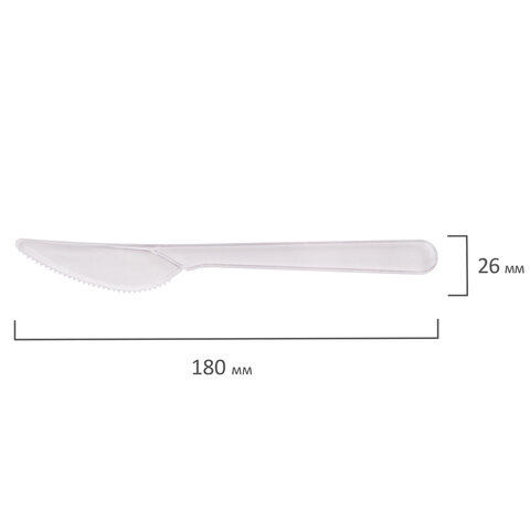 Нож одноразовый пластиковый 180 мм, прозрачный, КОМПЛЕКТ 50 шт., ЭТАЛОН, БЕЛЫЙ АИСТ