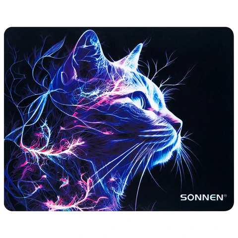 Коврик для мыши SONNEN "NEON CAT" резина+ткань, 250х200х2мм