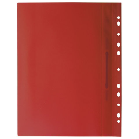 Скоросшиватель пластиковый с перфорацией BRAUBERG, А4, 140/180 мкм, красный