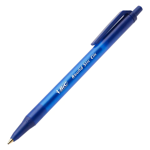 Ручки шариковые автоматические BIC "Round Stic Clic", НАБОР 3 шт., СИНИЕ, линия письма 0,32 мм
