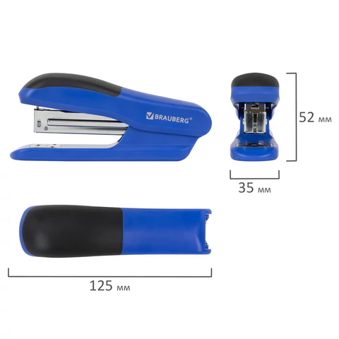 Степлер №24/6, 26/6 BRAUBERG "SX-39", до 25 листов, синий