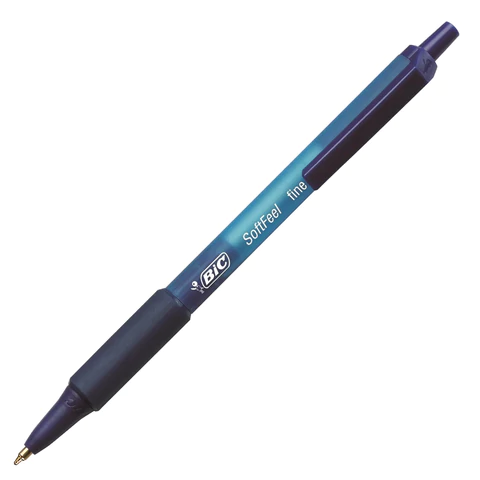 Ручки шариковые автоматические с грипом BIC "Soft Feel Fine", НАБОР 3 шт., линия письма 0,8 мм