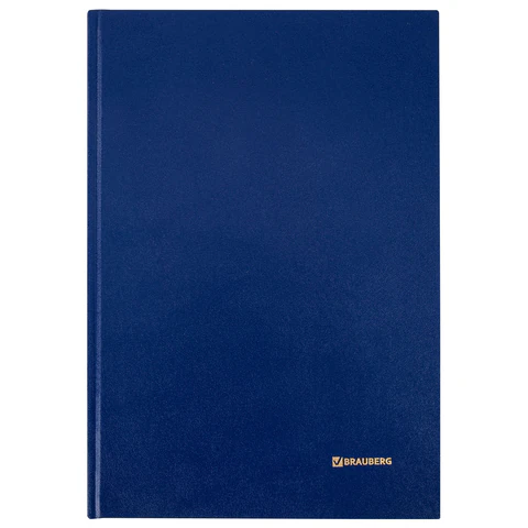 Книга учета 96 л., клетка, твердая, бумвинил, блок офсет, А4 200х290 мм, BRAUBERG, синяя