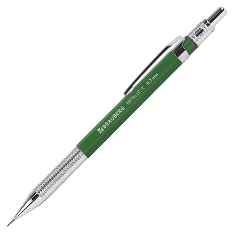 Карандаш механический 0,7 мм, HB, BRAUBERG "METALLIC X-07", металлические детали