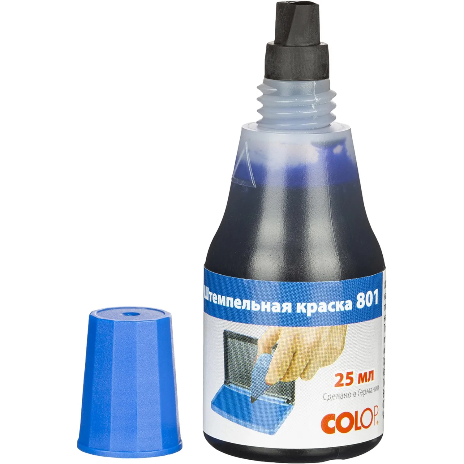 Краска штемпельная 801 на вод.-глиц.осн.син. 25мл (аналог 7011) Colop Германия