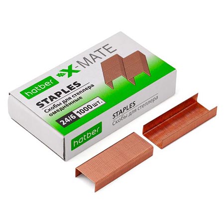 Скобы №10 Hatber X-Mate медные, до 20л, 1000шт