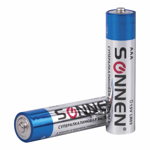 Батарейки КОМПЛЕКТ 4 шт., SONNEN Super Alkaline, AAA (LR03, 24А), алкалиновые, мизинчиковые, в блист