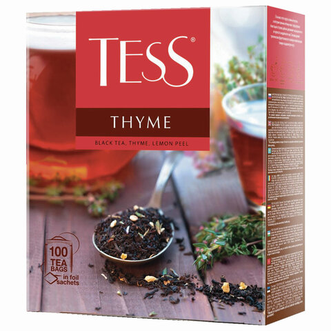 Чай TESS "Thyme" черный с чабрецом и цедрой лимона, 100 пакетиков в конвертах по 2 г