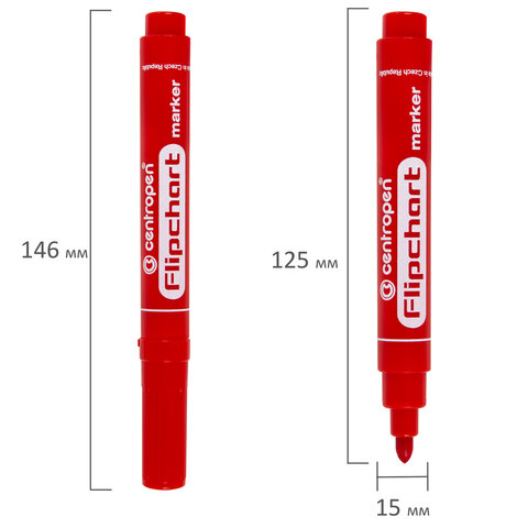 Маркеры для бумажного флипчарта CENTROPEN, НАБОР 4 ЦВЕТА, НЕПРОПИТЫВАЮЩИЕ, 2,5 мм