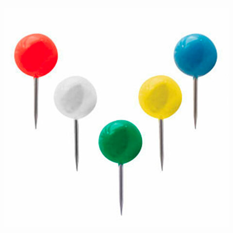 Кнопки-гвоздики BRAUBERG, цветные (шарики), 50 шт., в картонной коробке
