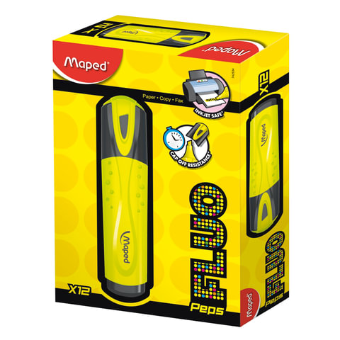 Текстовыделитель MAPED (Франция) "Fluo Pep's Classic", ЖЕЛТЫЙ, линия 1-5 мм