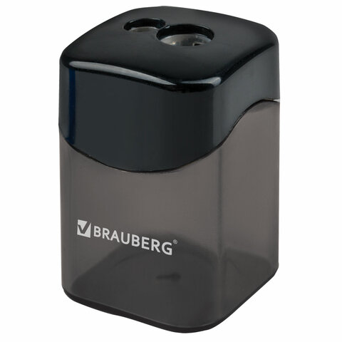 Точилка BRAUBERG "Win", 2 отверстия для чернографитных карандашей (в том числе утолщенных), с больши