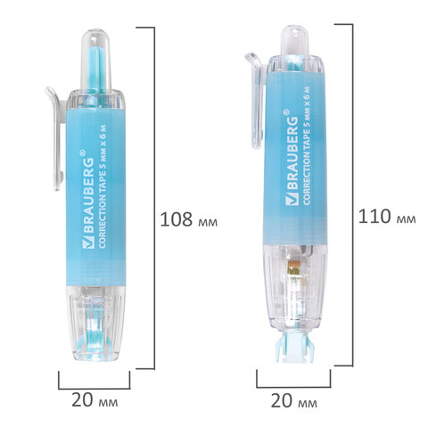 Корректирующая лента BRAUBERG PASTEL 360, 5 мм х 6 м, ассорти, автоматическая, блистер