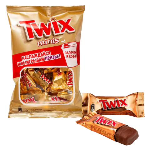 Батончики мини TWIX "Minis" печенье с карамелью в молочном шоколаде, 184 г