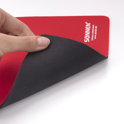 Коврик для мыши SONNEN "RED", резина + ткань, 220х180х3 мм