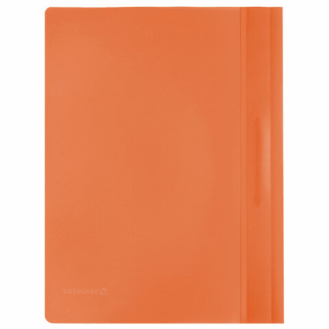Скоросшиватель пластиковый BRAUBERG, А4, 130/180 мкм, оранжевый