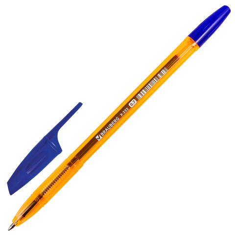 Ручка шариковая BRAUBERG "X-333" AMBER, СИНЯЯ, корпус тонированный оранжевый, узел 0,7 мм