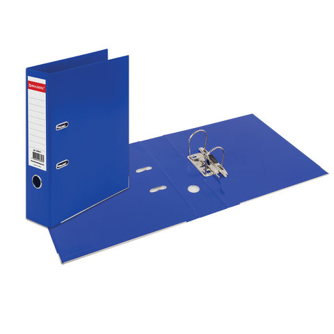 Папка-регистратор BRAUBERG "EXTRA", 75 мм, синяя, двустороннее покрытие пластик, металлический уголо