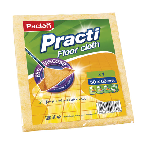 Тряпка для мытья пола, 50x60см, 300 г/м2, вискоза (ИПП), оранж, PACLAN "Practi floor cloth"