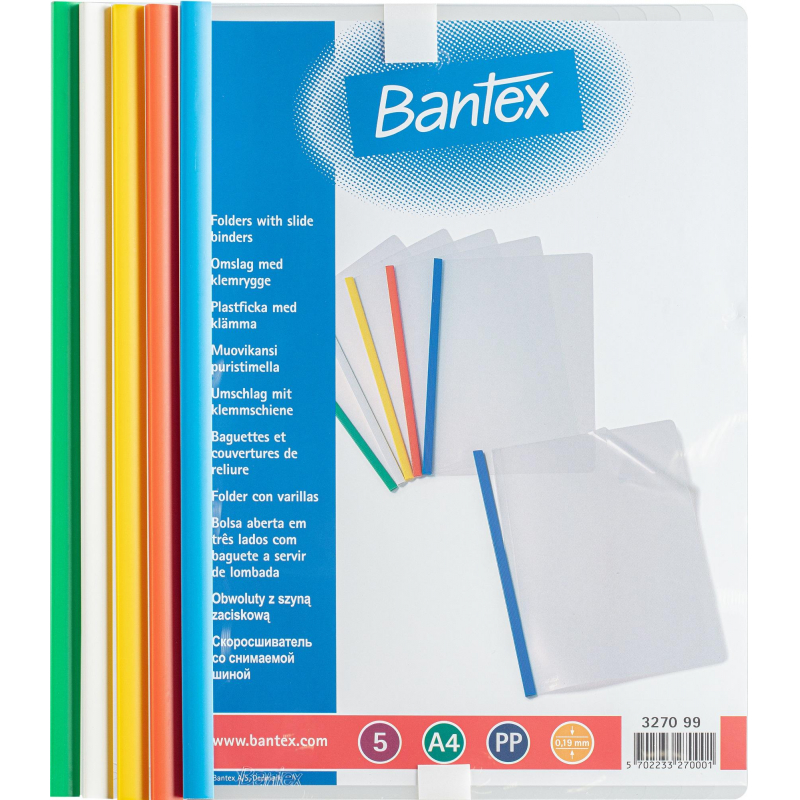 Папка для брошюровки на 30л BANTEX 5 папок+5 скрепок в асс.