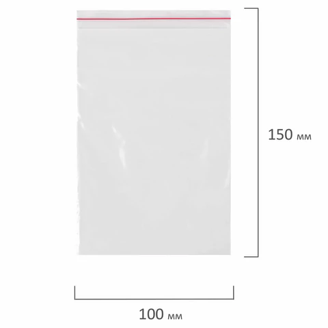 Пакеты с замком ZIP LOCK "зиплок", комплект 100 шт., 100х150 мм, ПВД, толщина 35 микрон, BRAUBERG