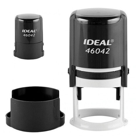 Оснастка для печатей, оттиск D=42 мм, синий, TRODAT IDEAL 46042, корпус черный, крышка, подушка