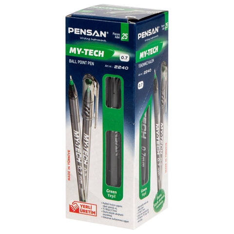 Ручка шариковая масляная PENSAN "My-Tech", ЗЕЛЕНАЯ, игольчатый узел 0,7 мм, линия 0,35 мм