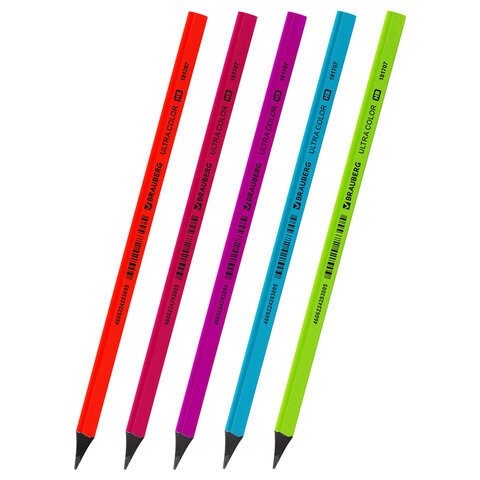 Карандаш чернографитный BRAUBERG "ULTRA COLOR", 1 шт., HB, пластиковый