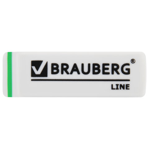 Ластик BRAUBERG "Line", 57х18х8 мм, белый, прямоугольный, скошенные края