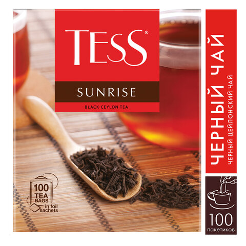 Чай TESS "Sunrise" черный цейлонский, 100 пакетиков в конвертах по 1,8 г