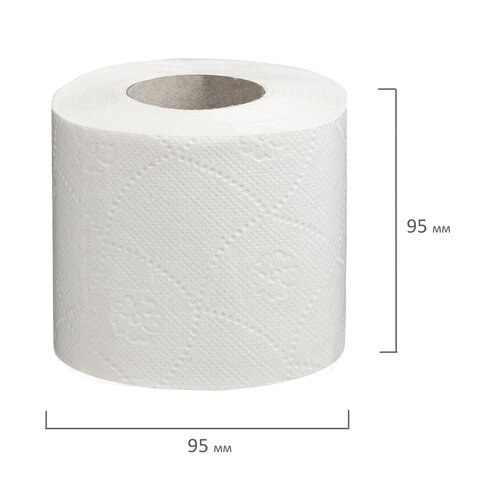 Бумага туалетная бытовая, спайка 4 шт., 2-х слойная, (4х19 м), LAIMA/ЛАЙМА, белая