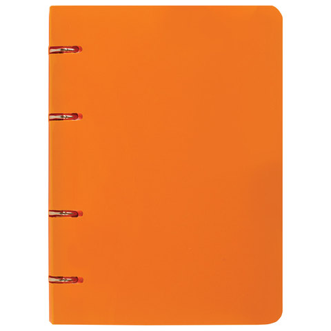 Тетрадь на кольцах А5 (160х215 мм), 80 л., пластиковая обложка, клетка, BRAUBERG, "Оранжевый"