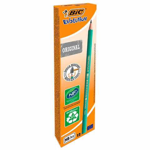 Карандаш чернографитный BIC, 1 шт., "Evolution", HB, корпус зеленый