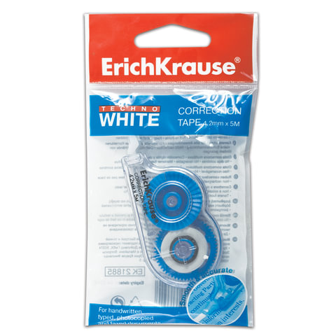 Корректирующая лента ERICH KRAUSE "Techno White Mini", 4,2 мм х 5 м, упаковка с европодвесом